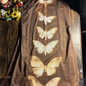 Brown Butterfly Print Dress